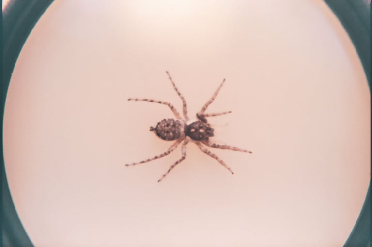 fotografia analogica de una araña saltarina