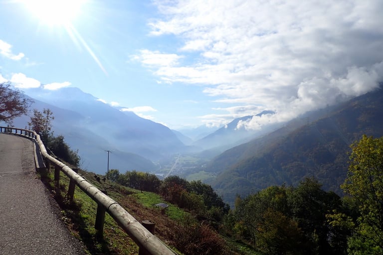 a road with a wooden fence and a wooden fence