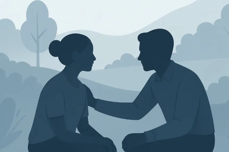 Illustration représentant des échanges pédagogiques autour des fondamentaux de la relation d'aide.