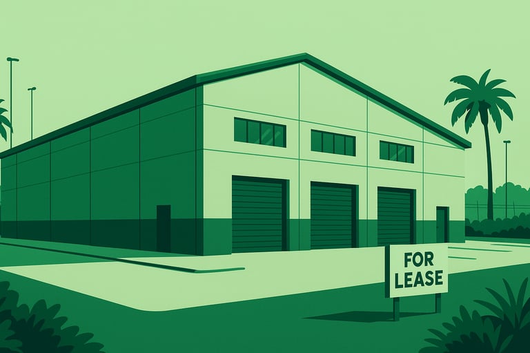 An illustration of a large warehouse for lease in Tampa Bay in the commercial real estate market
