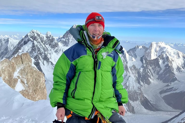 Elisabeth Gschösser on summit of Gasherbrum 2