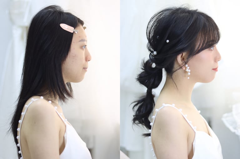 香港婚禮新娘化妝師妝前妝後對比