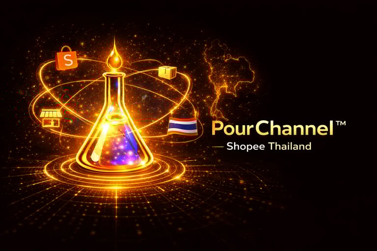 Pour Channel digital sales visual showing how products connect to online marketplaces