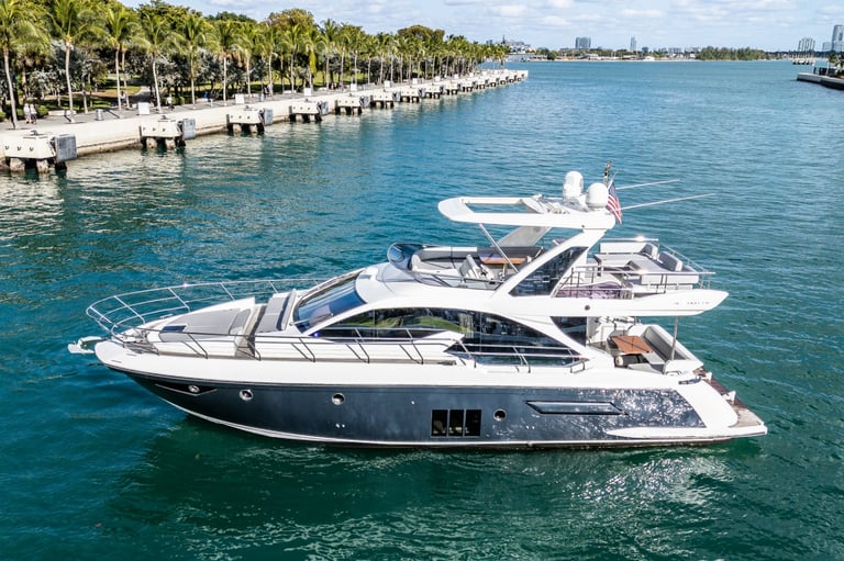 53FT Azimut yacht rental Miami flybridge luxury