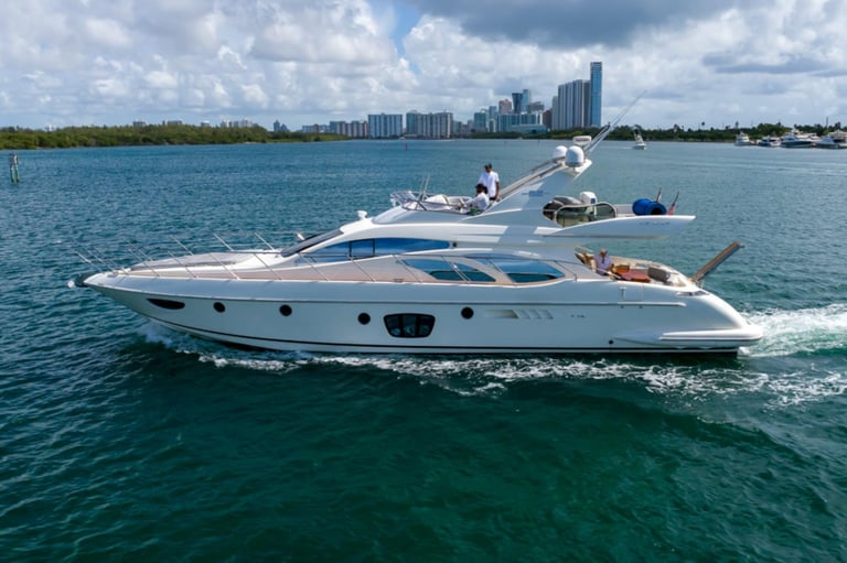 65FT Azimut yacht rental Miami flybridge