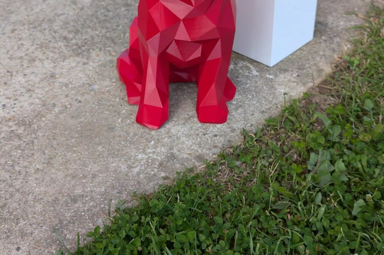 Chien rouge en impression 3d