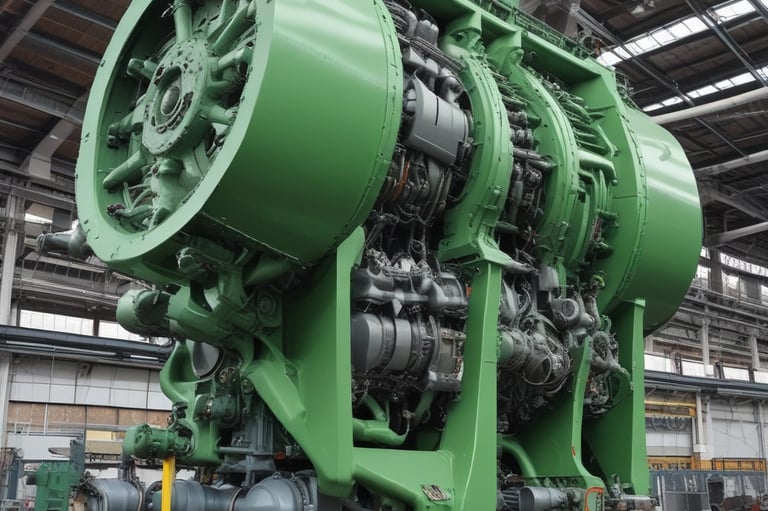 Large industrial generator operating outdoors