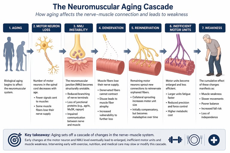 New research reveals the real cause of age-related weakness: failing nerve–muscle connections. Learn