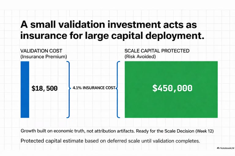 The validation phase represented approximately a 4.1 percent insurance cost relative to potential sc