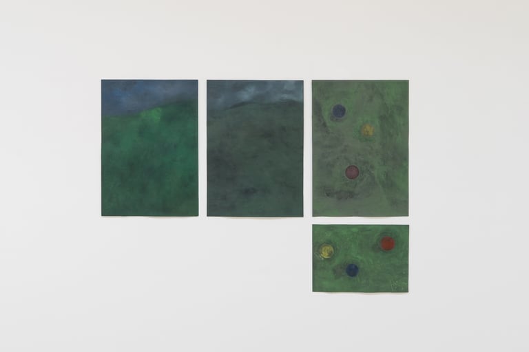 Lotte-Leerschool-Landscape- and Formstudies (clowning), 2025, Gouache and Gesso on Paper, variable s