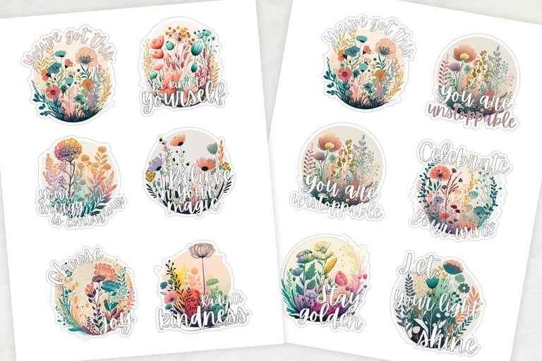 Floral Boho Self Love Stickers