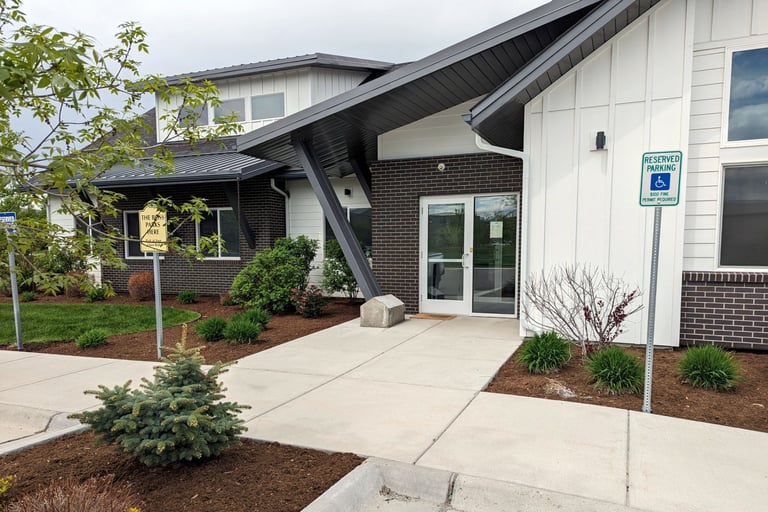 landscaping in front of a commercial building