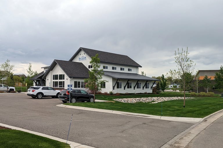landscaping in front of a commercial building