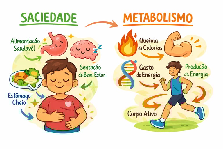ilustração simples de saciedade  metabolismo.