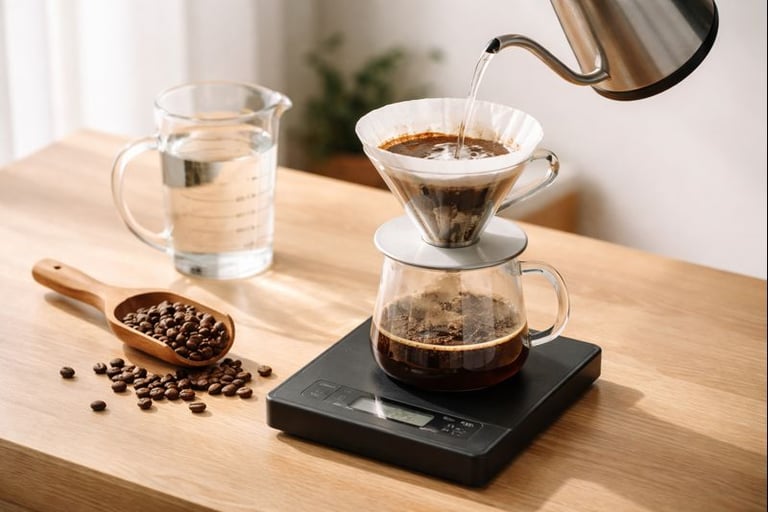 calculadora de café e água com métodos (V60, Prensa Francesa, Espresso, Aeropress, Cold Brew, Moka)