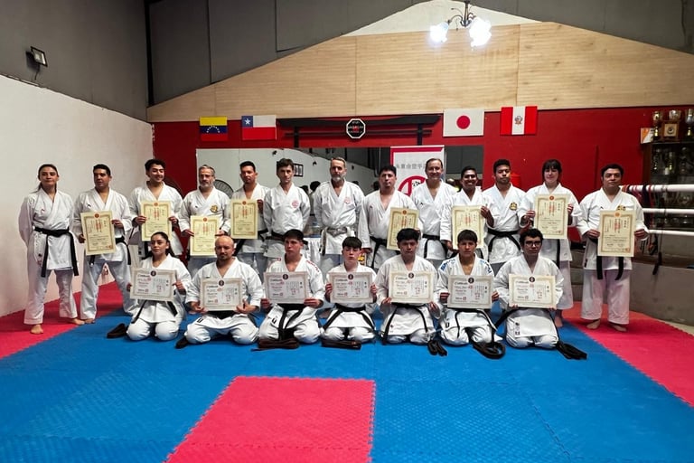 junta de senseis dojo chile importantes en el mundo del karate shitokai cinturones negros 