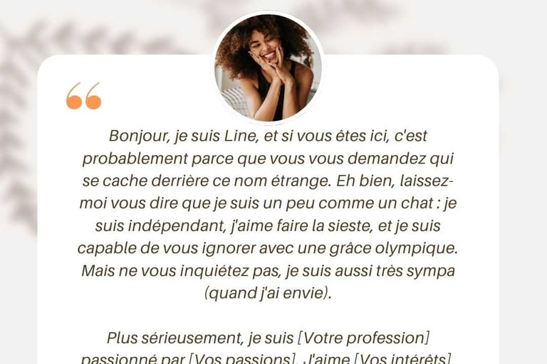 Texte original pour se présenter à l’écrit : exemple dans un style humoristique et décalé