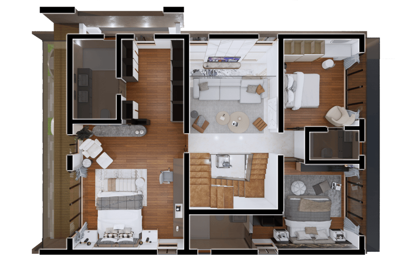West facing Fortune Hestia villa rooftop plan showcasing open terrace