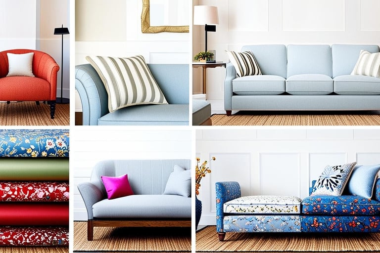 a collage of four different types of sofas
