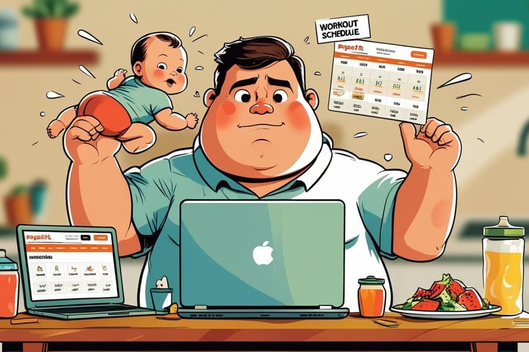 a man sitting at a table with a laptop and a baby