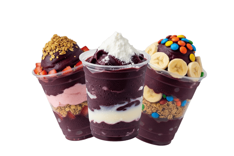 Copos feitos com o Açaí Mais Brasil