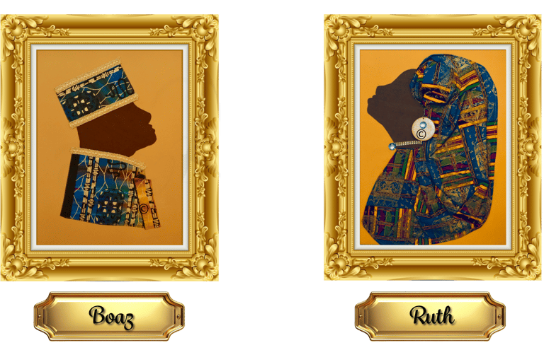 Ruth and Boaz, Handmade art symbolizing loyalty and divine love