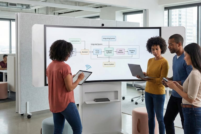 business infrastructure concepts interlocking seamlessly to represent fluid system integration