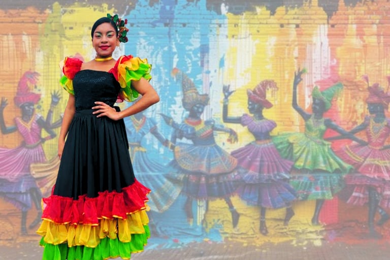 Dancer with a traditional costume of a Colombian dance
