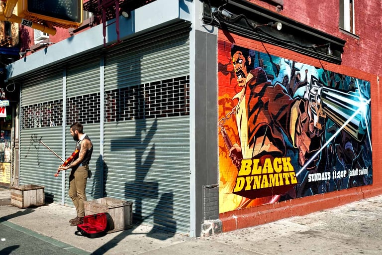 Musicien de rue, Manhattan, New-York, USA