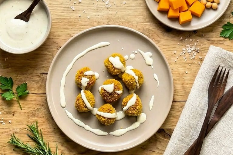 Veggie balls recipe made in the oven with pumpkin and chickpeas