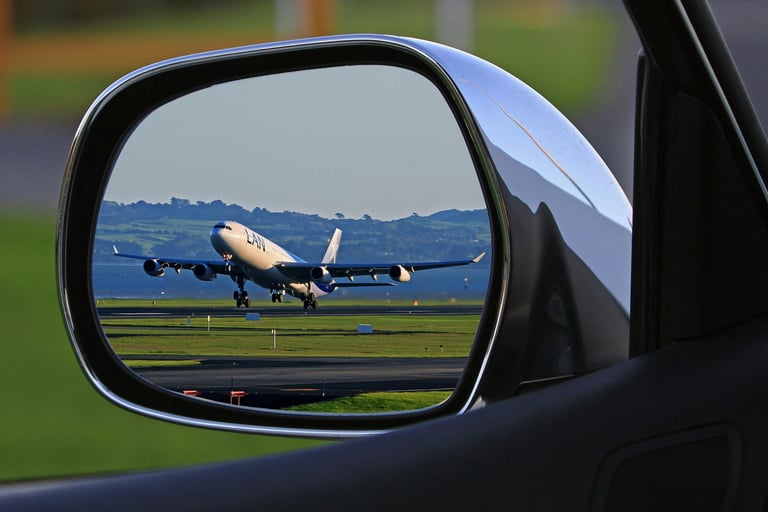 plane on rear mirror