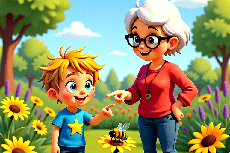 Nanny and Alvey in the magical garden alveystarr.com