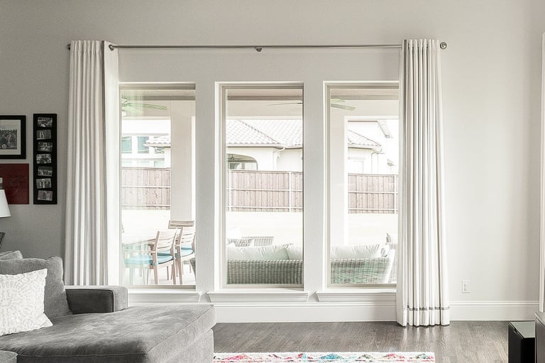 grommet drapery curtains accent band on bottom edge custom hardware