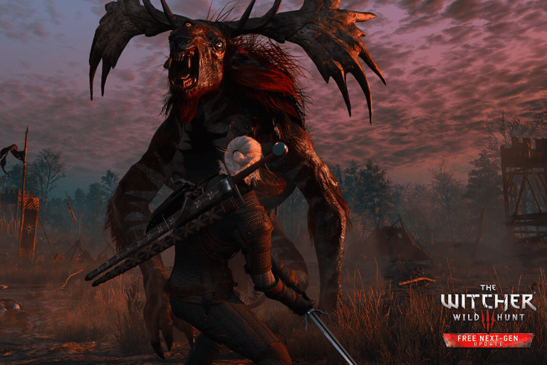 image of geralt fighting a  boss monster in witcher 3