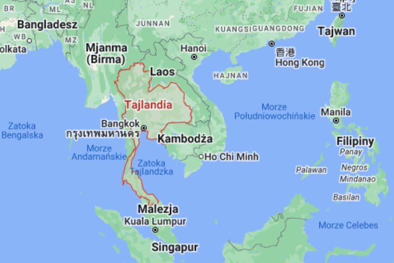 mapa Tajlandii