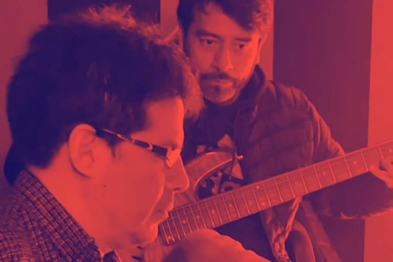 Phelan Kelly y Toño Valero en MCA Studios antes de grabar "Volar"