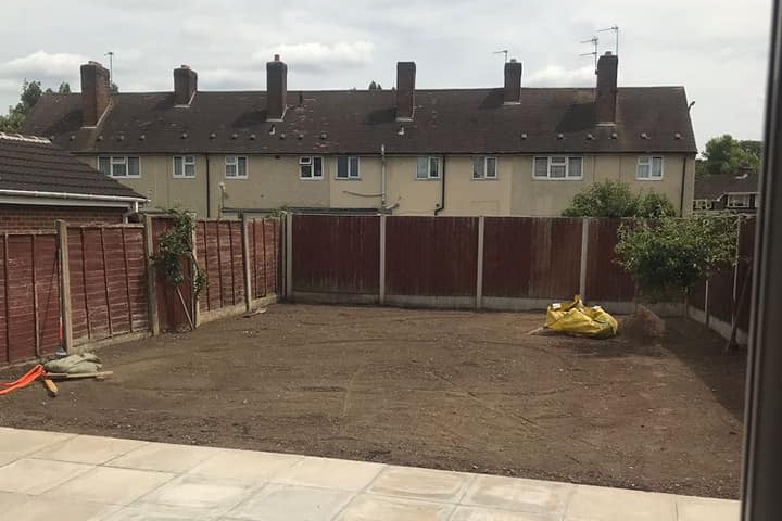patio and gravel layed in a backgarden inbirmingham