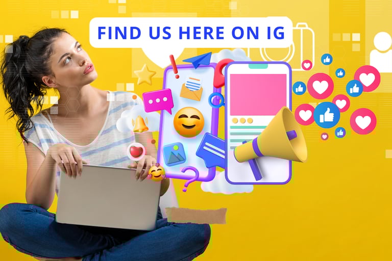 Cayla Henri: A woman sitting on a chair with a laptop searching Instagram