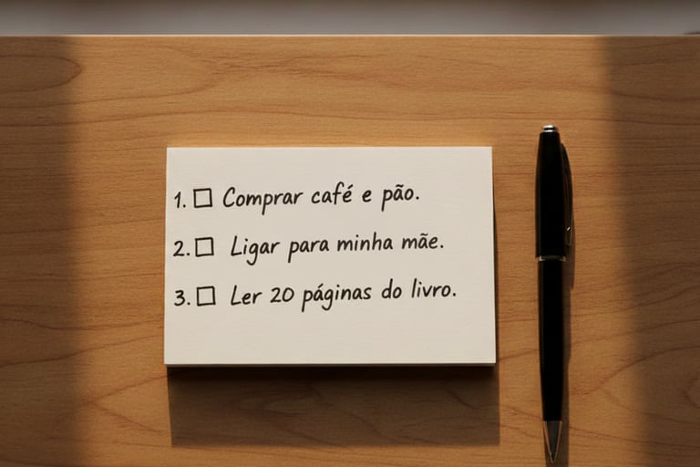 uma agenda aberta com páginas parcialmente preenchidas, luz natural suave, sensação de imperfeição.