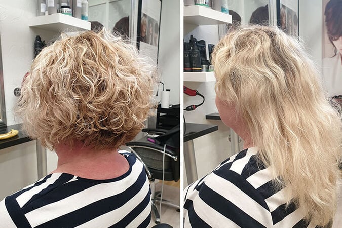 luonnonkiharien hiusten leikkaus kampaamo studio naava raisio