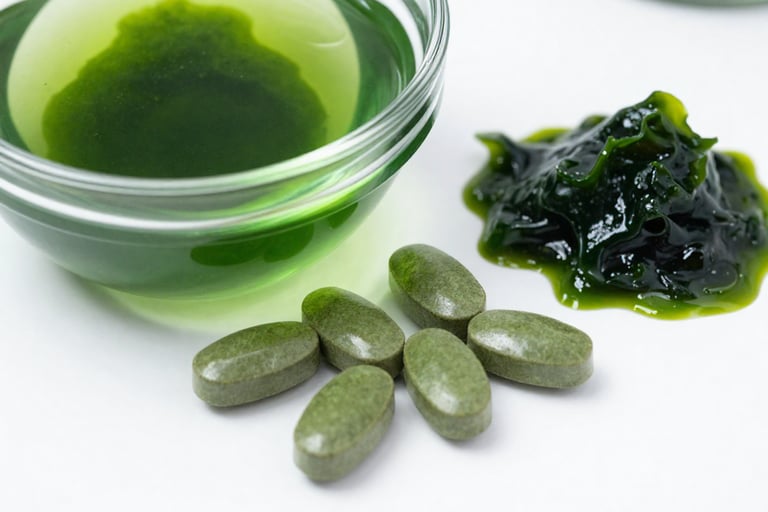 Green spirulina and chlorella supplements for natural healing and spiritual awakening
