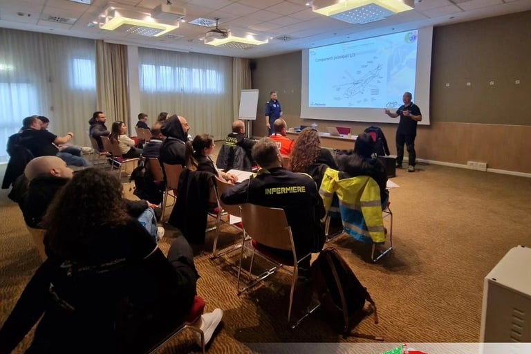 Classroom Training – HEMS trainees attending a theoretical session on aeromedical evacuation protoco