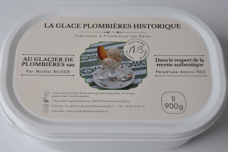 Notre bac de glace Plombières historique en format 1 litre