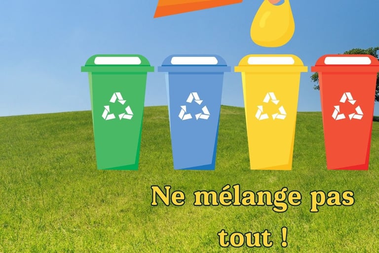 slogan humour affiche recyclage poubelle jaune