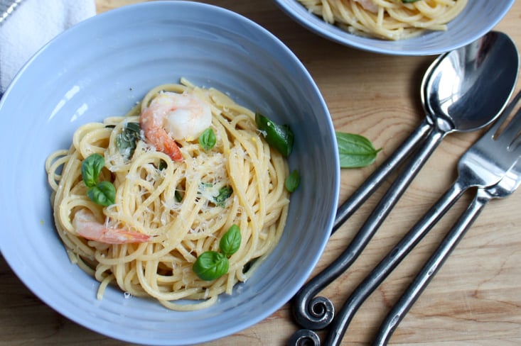 lemon spaghetti with shrimp