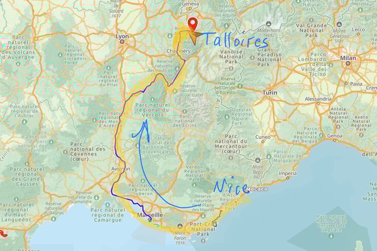 Travel from Nice to Talloires France