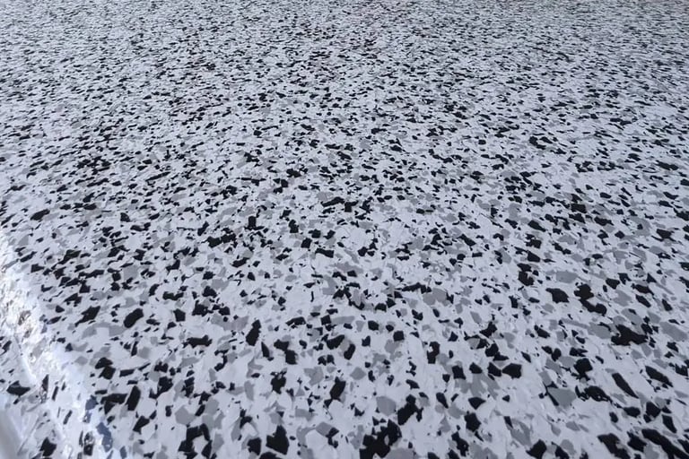 White and black Epoxy flake floor in Omaha NE