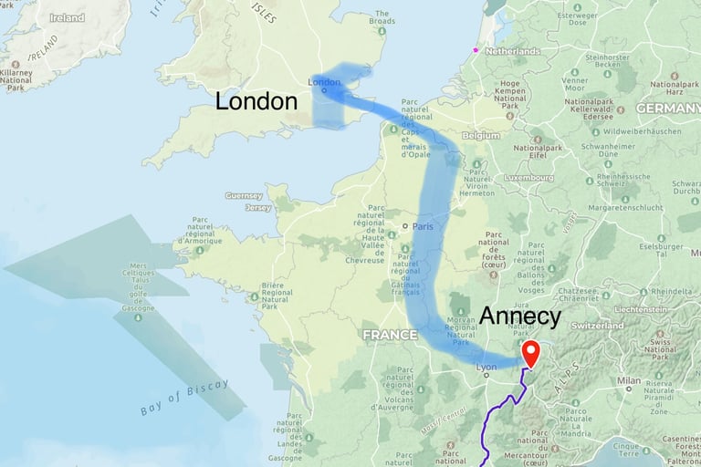 Annecy to London