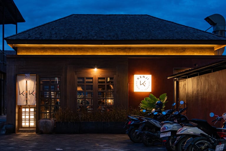 Kenji Ramen Bali Padang Linjong interior - modern Japanese izakaya dining atmosphere Canggu