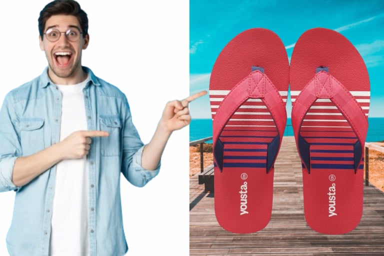a man with  a pair of flip flop 